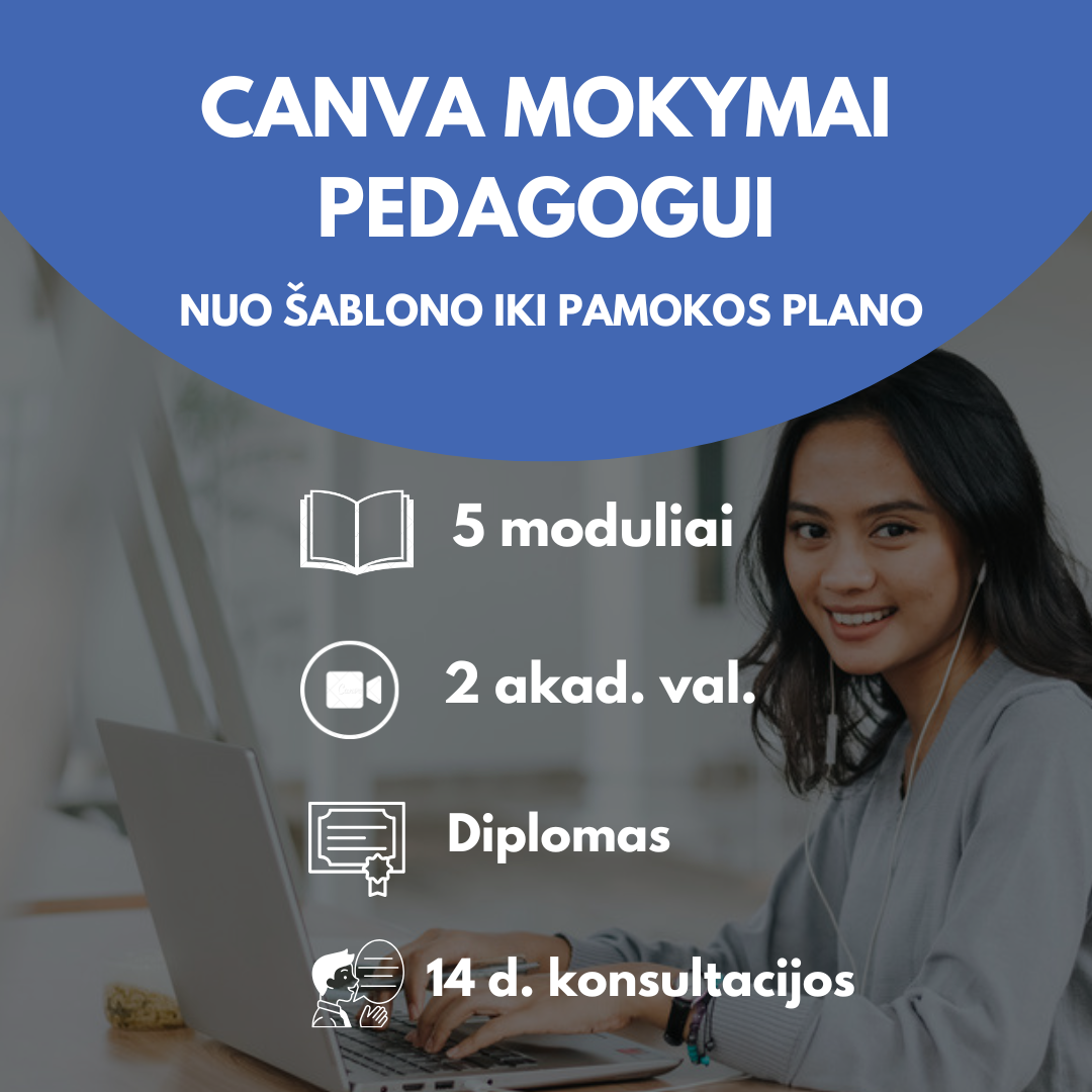 Canva mokymai pedagogams: nuo šablono iki pamokos plano